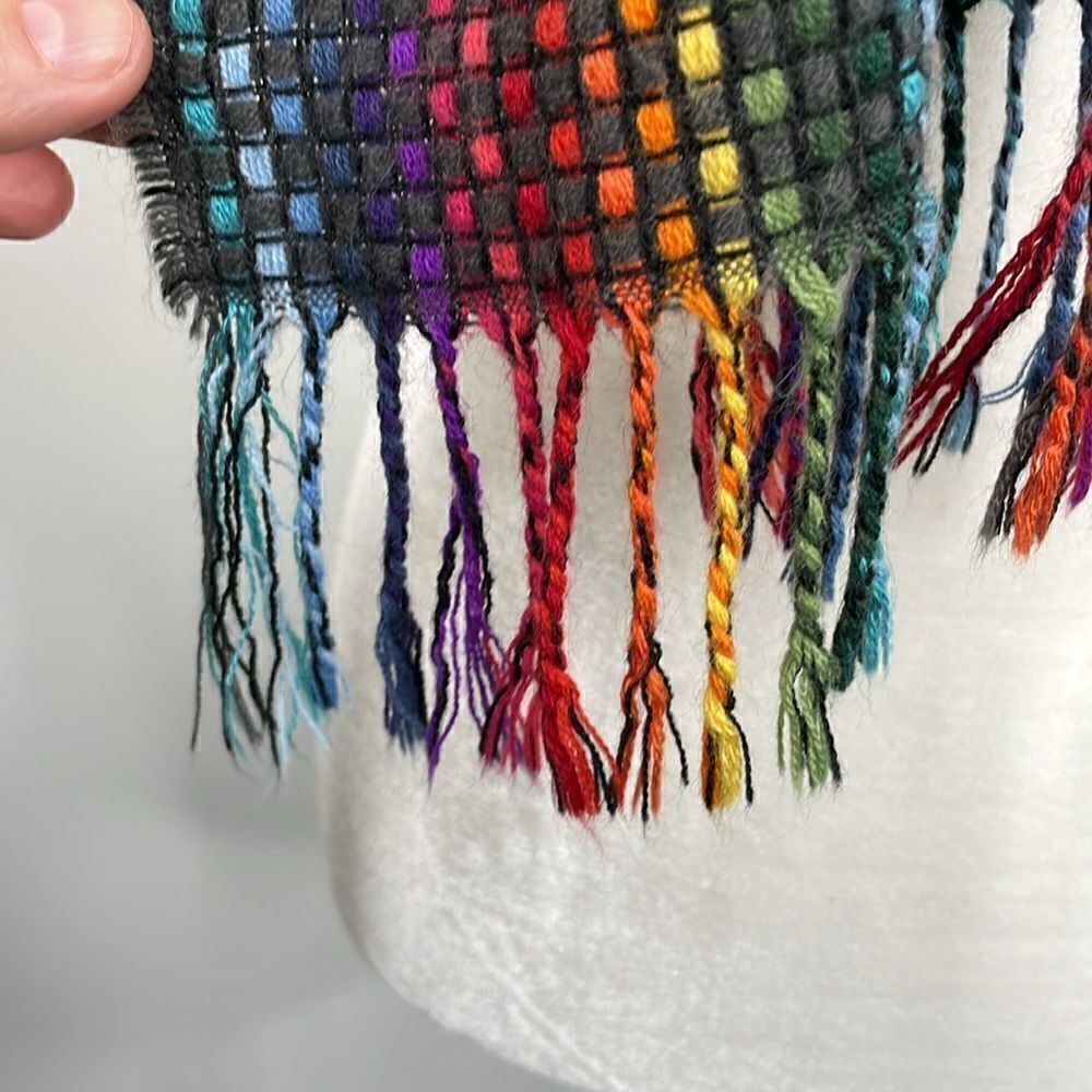 Scarf Rectangular Rainbow Weave Warm Soft - Picture 6 of 10